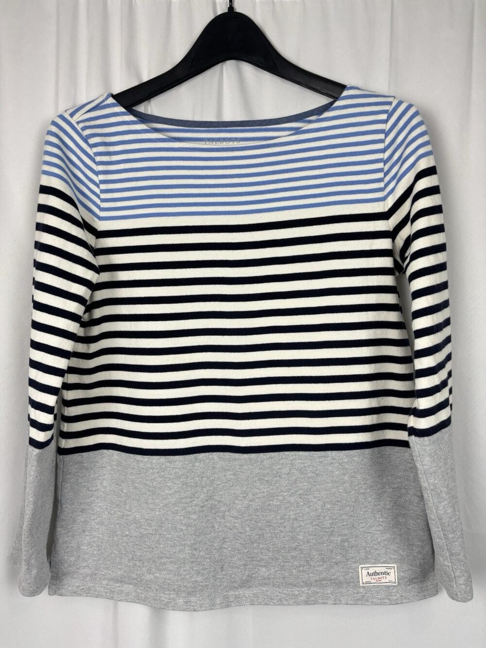 Talbots Women’s S Long Sleeve Blue Striped Boatneck Top Nautical Coastal
